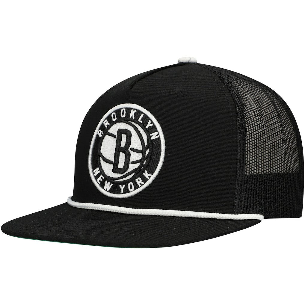 Mitchell & Ness Brooklyn Nets Roper Trucker Snapback Hat Black