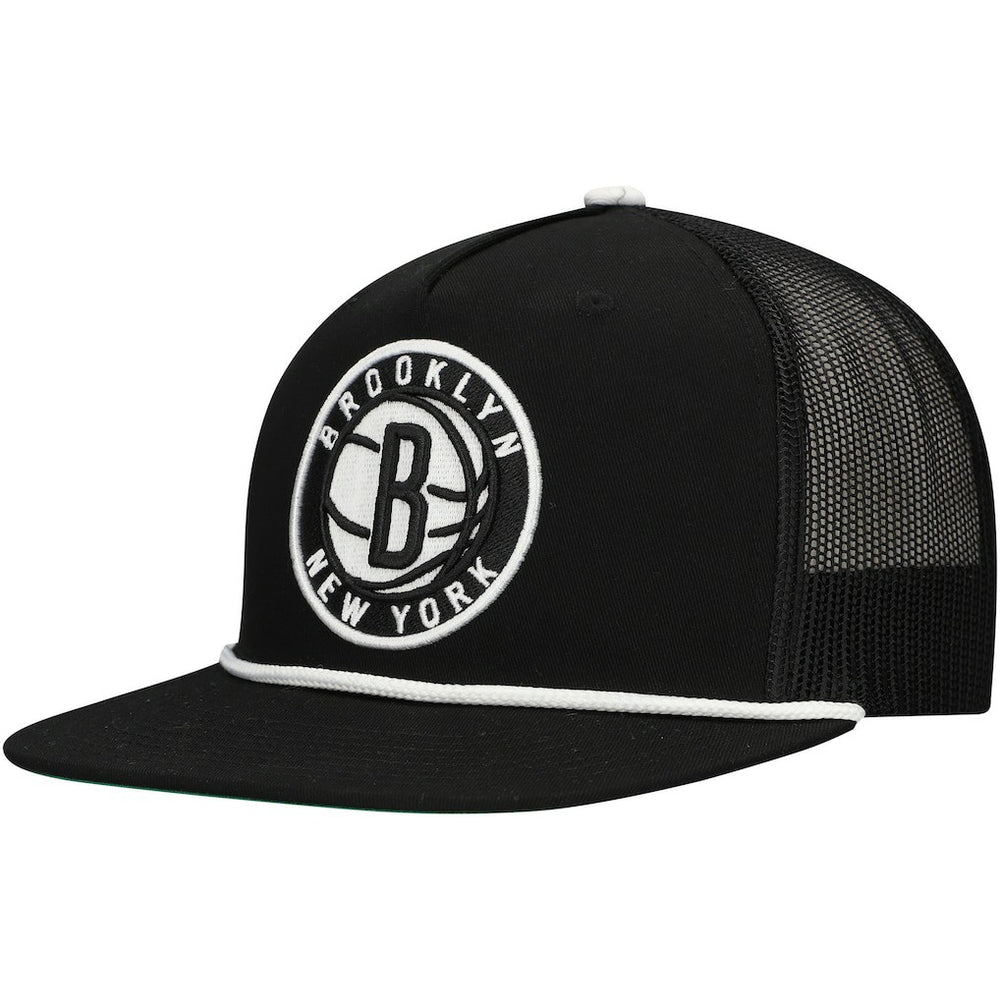 Mitchell & Ness Brooklyn Nets Roper Trucker Snapback Hat Black
