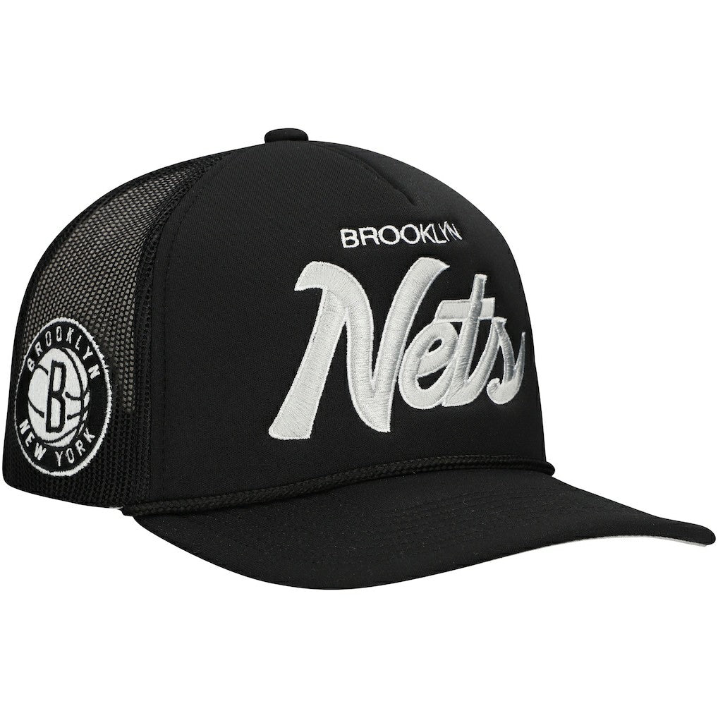 Mitchell & Ness Brooklyn Nets Script Trucker Adjustable Hat Black