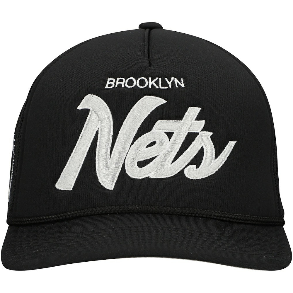 Mitchell & Ness Brooklyn Nets Script Trucker Adjustable Hat Black
