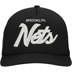 Mitchell & Ness Brooklyn Nets Script Trucker Adjustable Hat Black