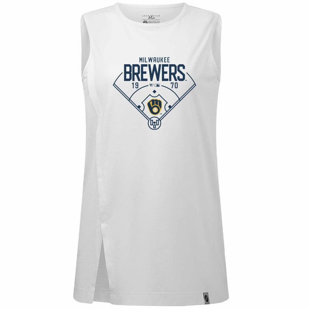 Milwaukee Brewers Levelwear Women's Influx Home Field Tank Top Discount