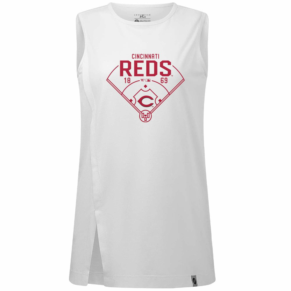 Cincinnati Reds Levelwear Women's Influx Home Field Tank Top Discount