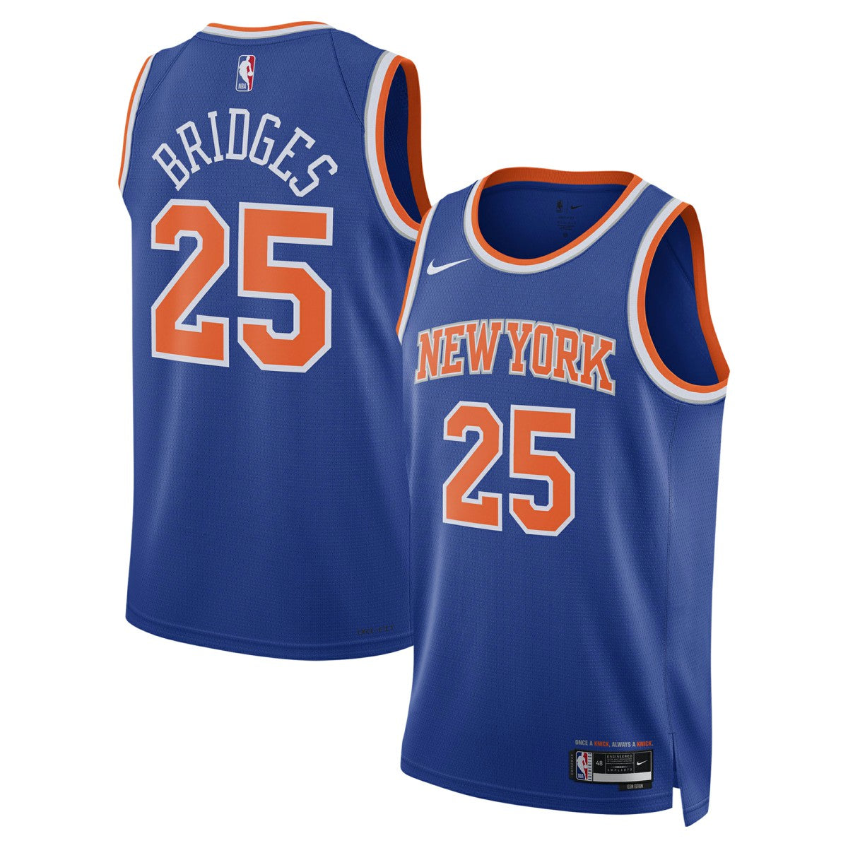 Nike Mikal Bridges New York Knicks Unisex 2024 Offseason Addition Swingman Jersey Blue