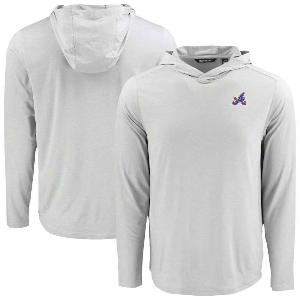 Atlanta Braves Cutter & Buck Coastline Epic Comfort Recycled Eco Hoodie Long Sleeve T-Shirt Sale