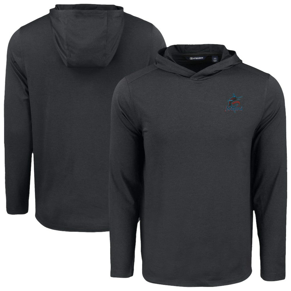Miami Marlins Cutter & Buck Coastline Epic Comfort Recycled Eco Hoodie Long Sleeve T-Shirt Discount