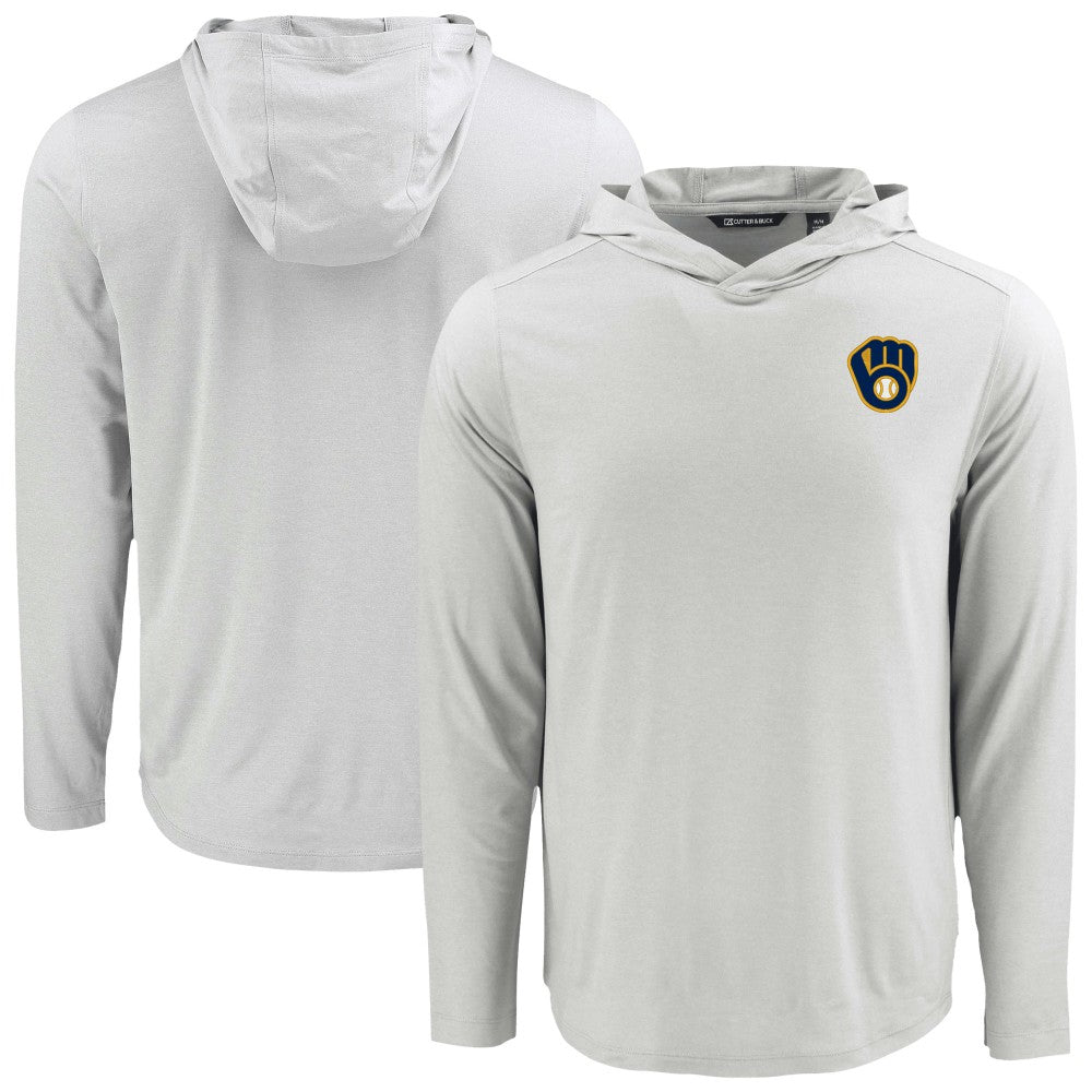 Milwaukee Brewers Cutter & Buck Coastline Epic Comfort Recycled Eco Hoodie Long Sleeve T-Shirt Discount