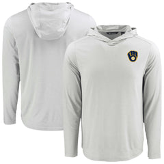 Milwaukee Brewers Cutter & Buck Coastline Epic Comfort Recycled Eco Hoodie Long Sleeve T-Shirt Discount