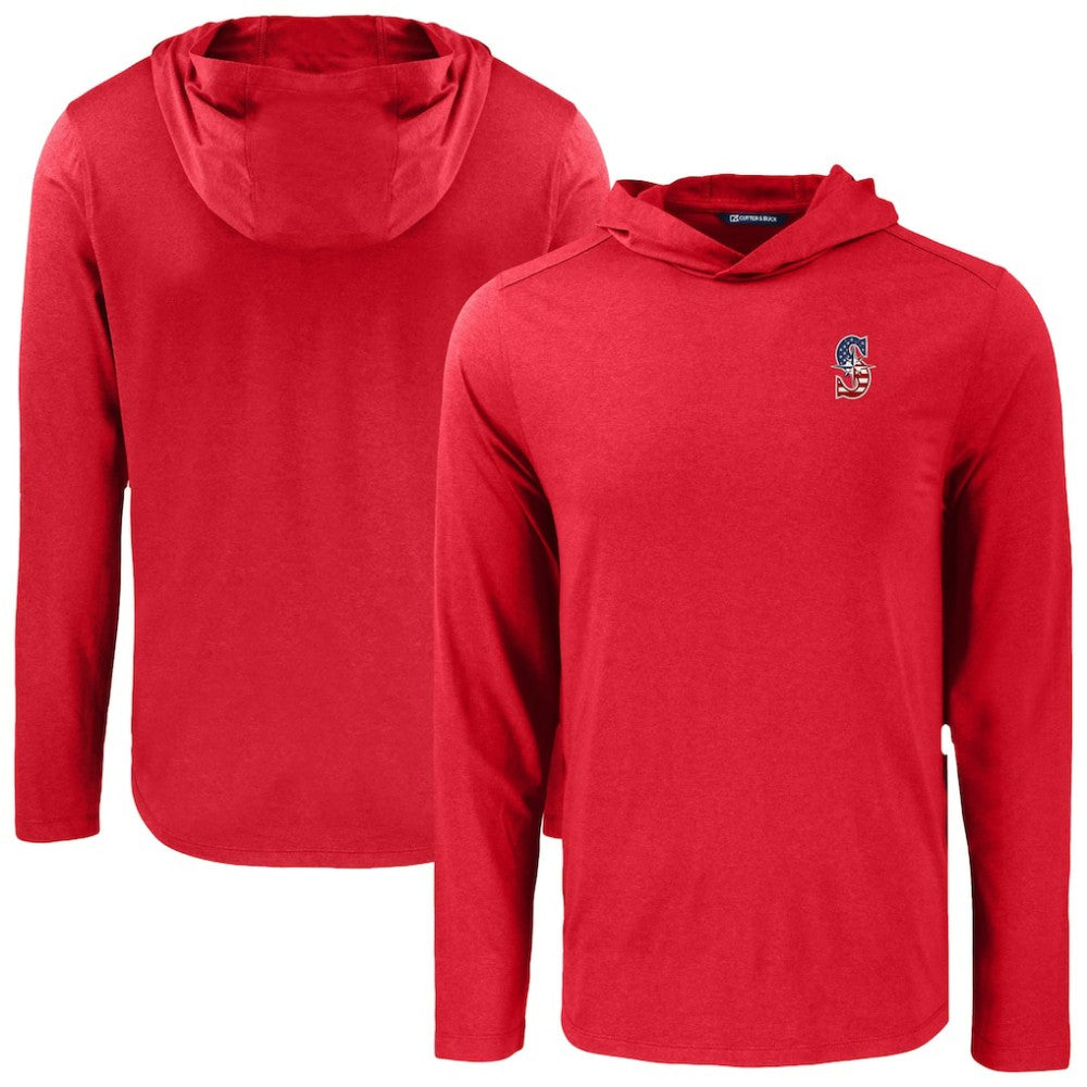 Seattle Mariners Cutter & Buck Coastline Epic Comfort Recycled Eco Hoodie Long Sleeve T-Shirt Outlet