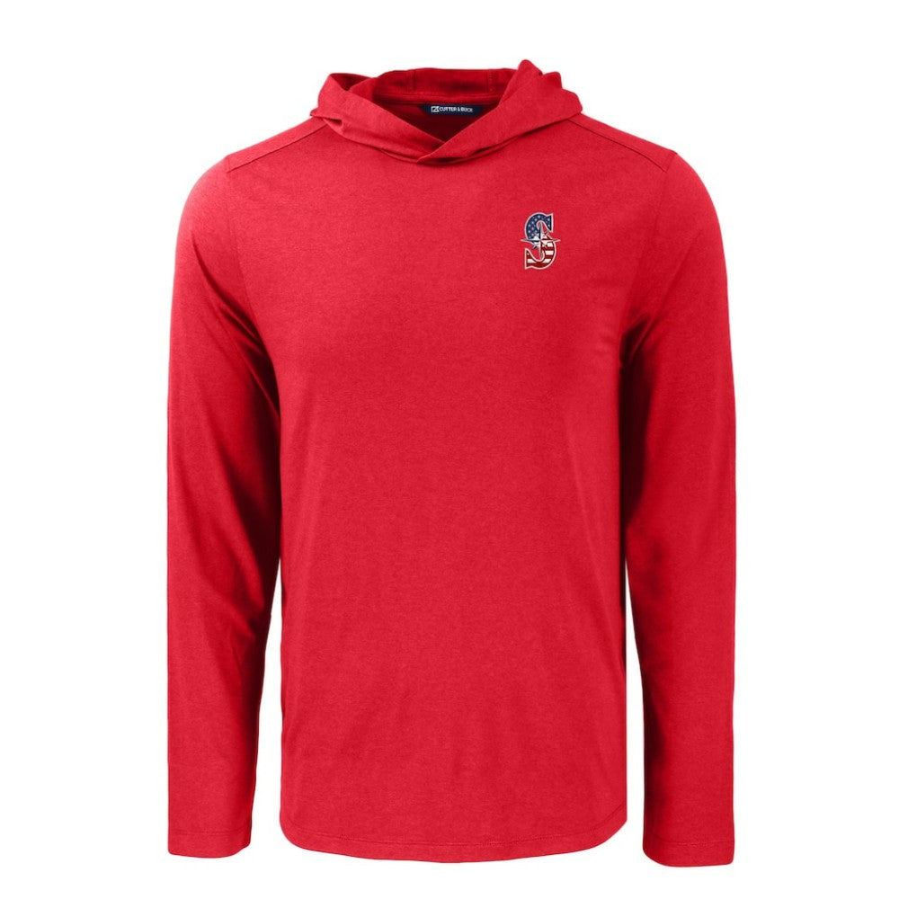 Seattle Mariners Cutter & Buck Coastline Epic Comfort Recycled Eco Hoodie Long Sleeve T-Shirt Outlet