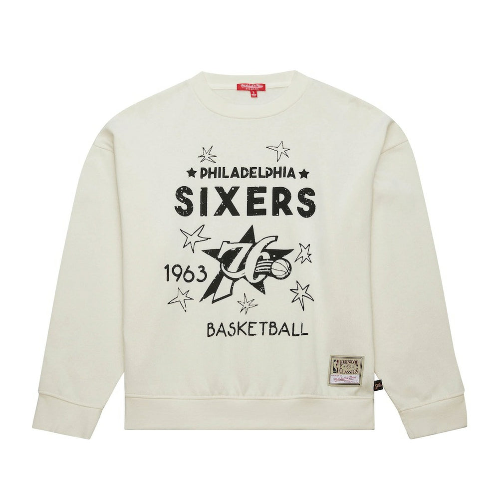 Mitchell & Ness Philadelphia 76ers Women's Hardwood Classics Pullover Sweatshirt Cream