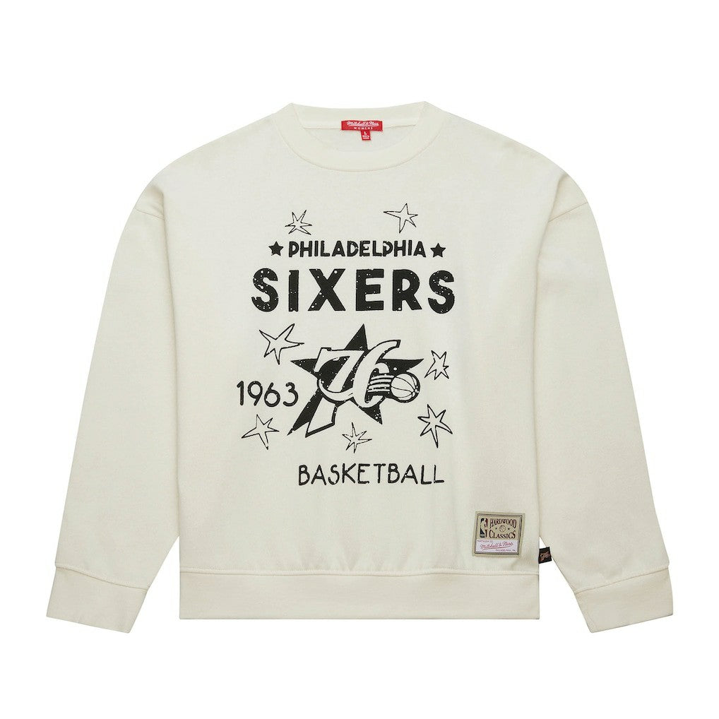 Mitchell & Ness Philadelphia 76ers Women's Hardwood Classics Pullover Sweatshirt Cream