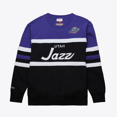 Mitchell & Ness Utah Jazz Hardwood Classics Vintage Logo Head Coach Pullover Sweatshirt Black/Purple