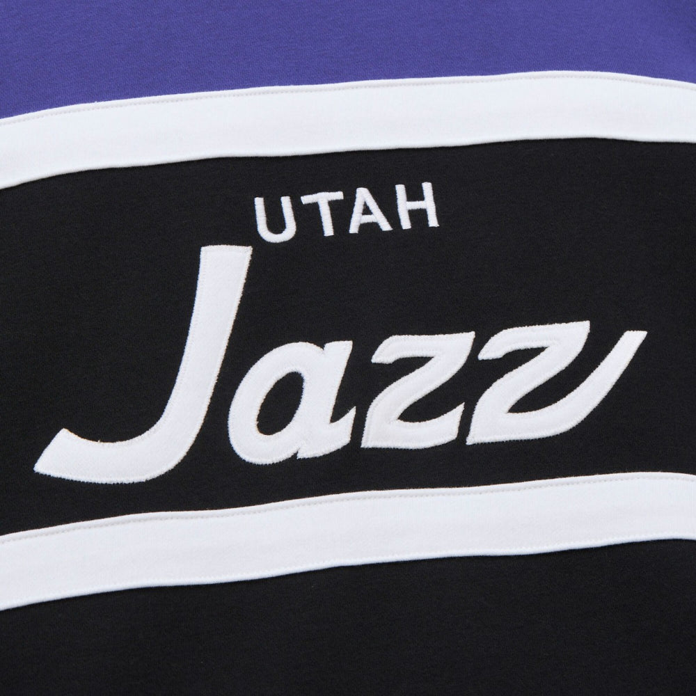 Mitchell & Ness Utah Jazz Hardwood Classics Vintage Logo Head Coach Pullover Sweatshirt Black/Purple