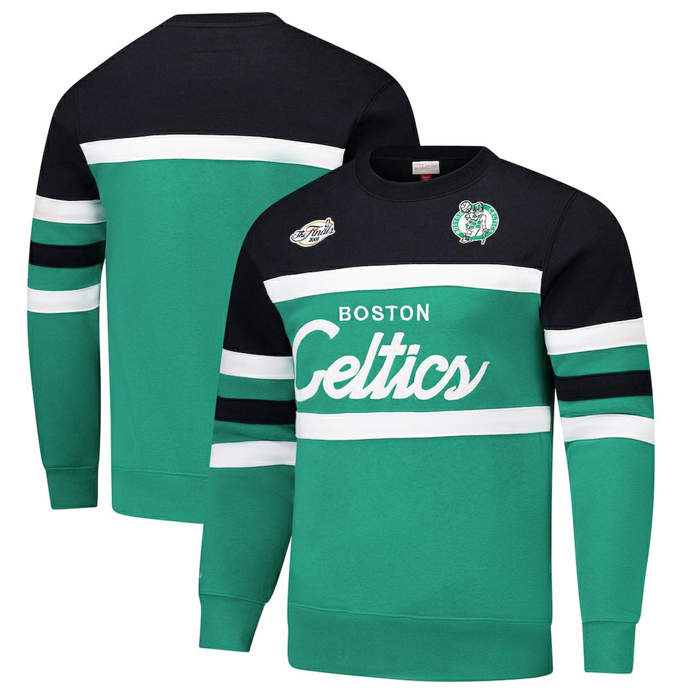 Mitchell & Ness Boston Celtics Hardwood Classics Vintage Logo Head Coach Pullover Sweatshirt Kelly Green/Black
