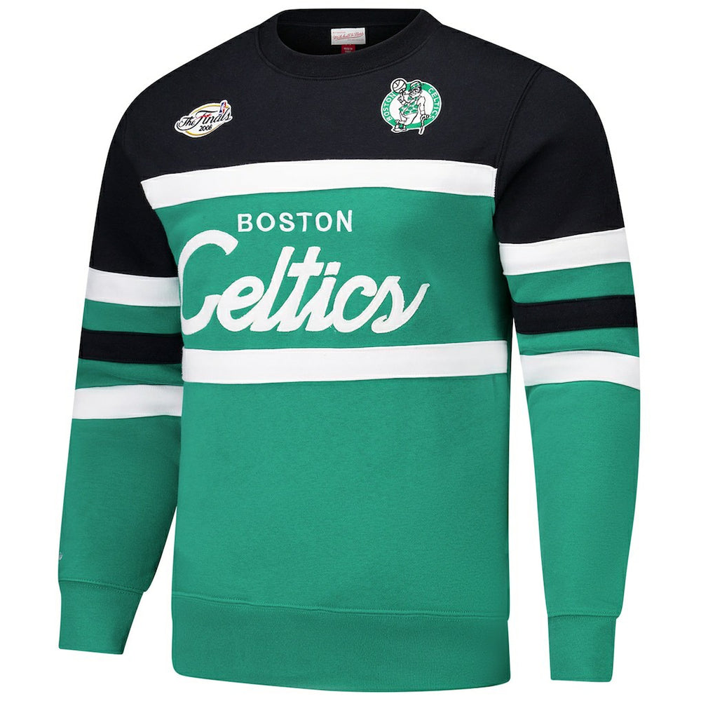 Mitchell & Ness Boston Celtics Hardwood Classics Vintage Logo Head Coach Pullover Sweatshirt Kelly Green/Black