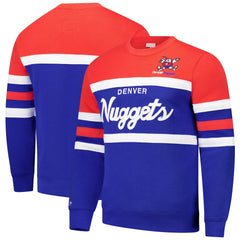 Mitchell & Ness Denver Nuggets Hardwood Classics Vintage Logo Head Coach Pullover Sweatshirt Royal/Red