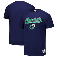 Mitchell & Ness Dallas Mavericks Hardwood Classics Felt Applique Slub T-Shirt Navy