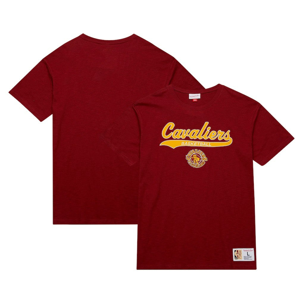 Mitchell & Ness Cleveland Cavaliers Hardwood Classics Felt Applique Slub T-Shirt Wine