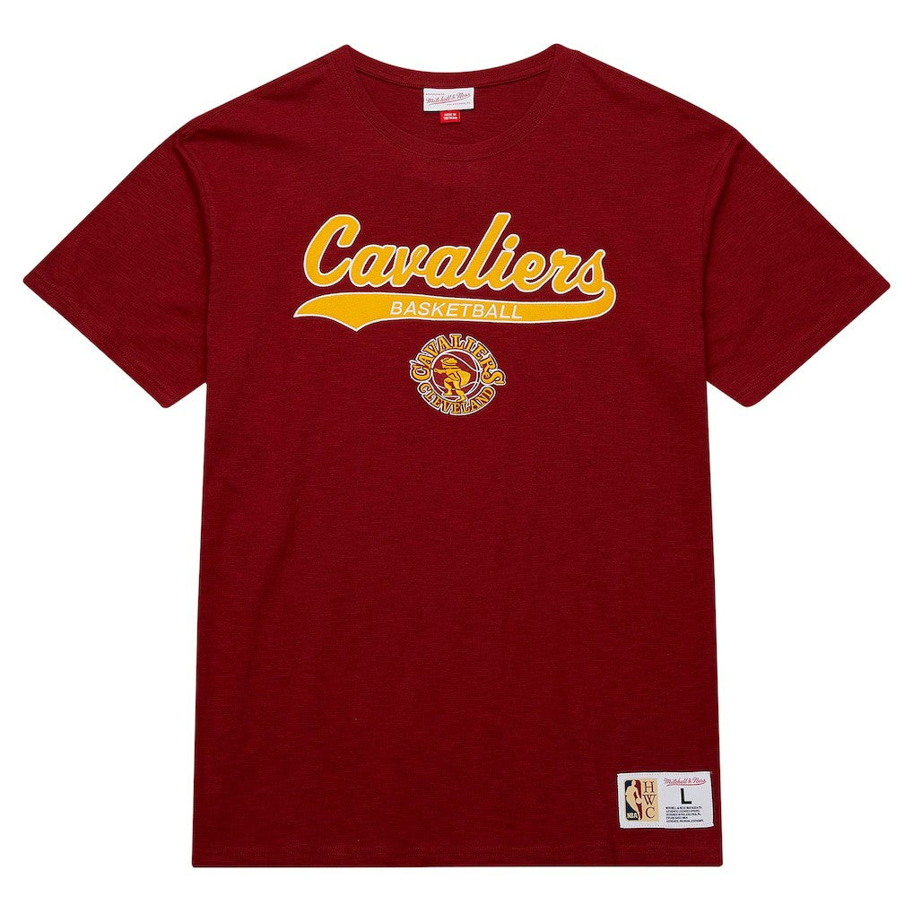Mitchell & Ness Cleveland Cavaliers Hardwood Classics Felt Applique Slub T-Shirt Wine