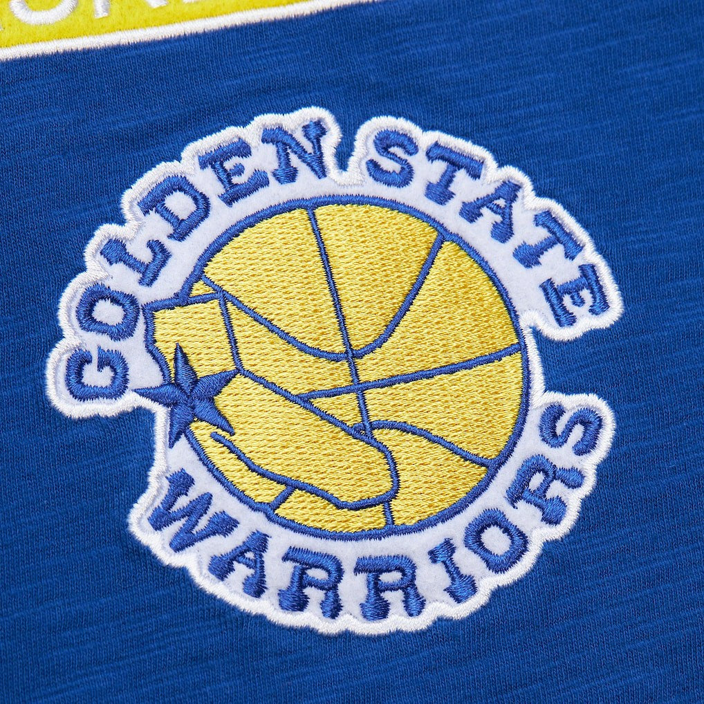 Mitchell & Ness Golden State Warriors Hardwood Classics Felt Applique Slub T-Shirt Royal