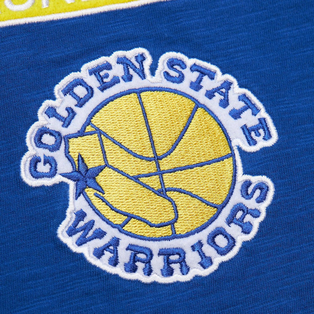 Mitchell & Ness Golden State Warriors Hardwood Classics Felt Applique Slub T-Shirt Royal