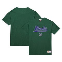 Mitchell & Ness Milwaukee Bucks Hardwood Classics Felt Applique Slub T-Shirt Green