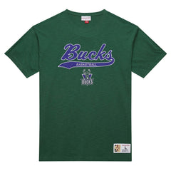 Mitchell & Ness Milwaukee Bucks Hardwood Classics Felt Applique Slub T-Shirt Green
