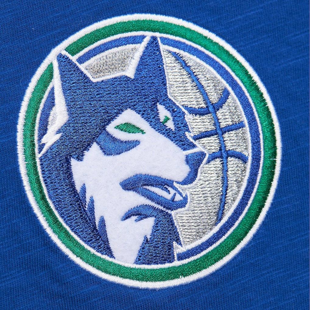 Mitchell & Ness Minnesota Timberwolves Hardwood Classics Felt Applique Slub T-Shirt Blue