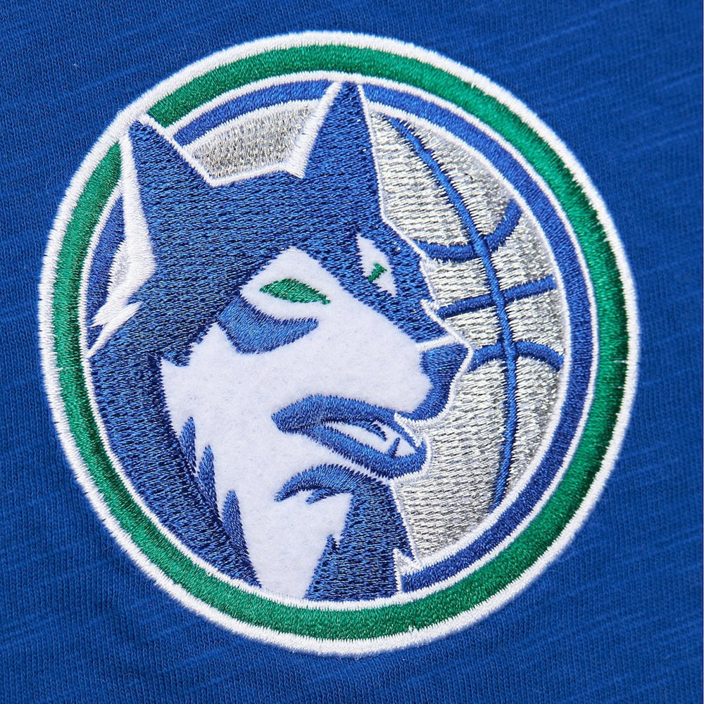 Mitchell & Ness Minnesota Timberwolves Hardwood Classics Felt Applique Slub T-Shirt Blue