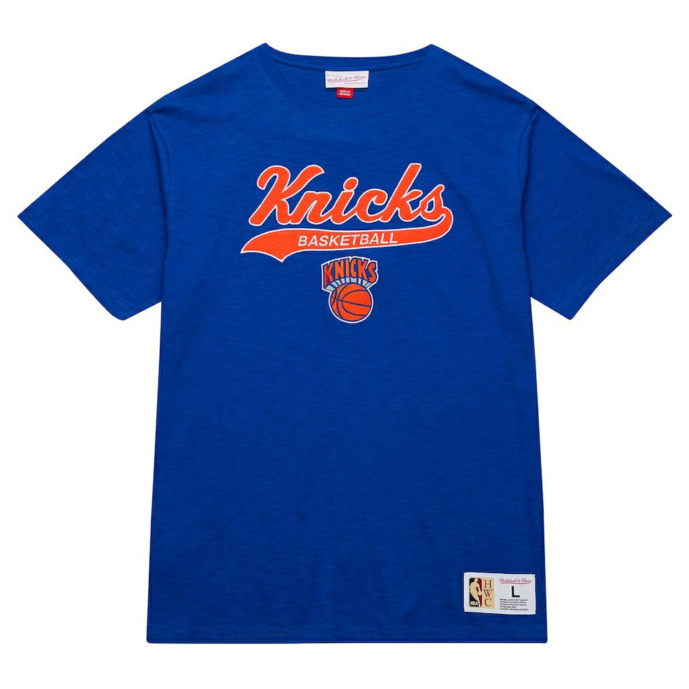 Mitchell & Ness New York Knicks Hardwood Classics Felt Applique Slub T-Shirt Blue