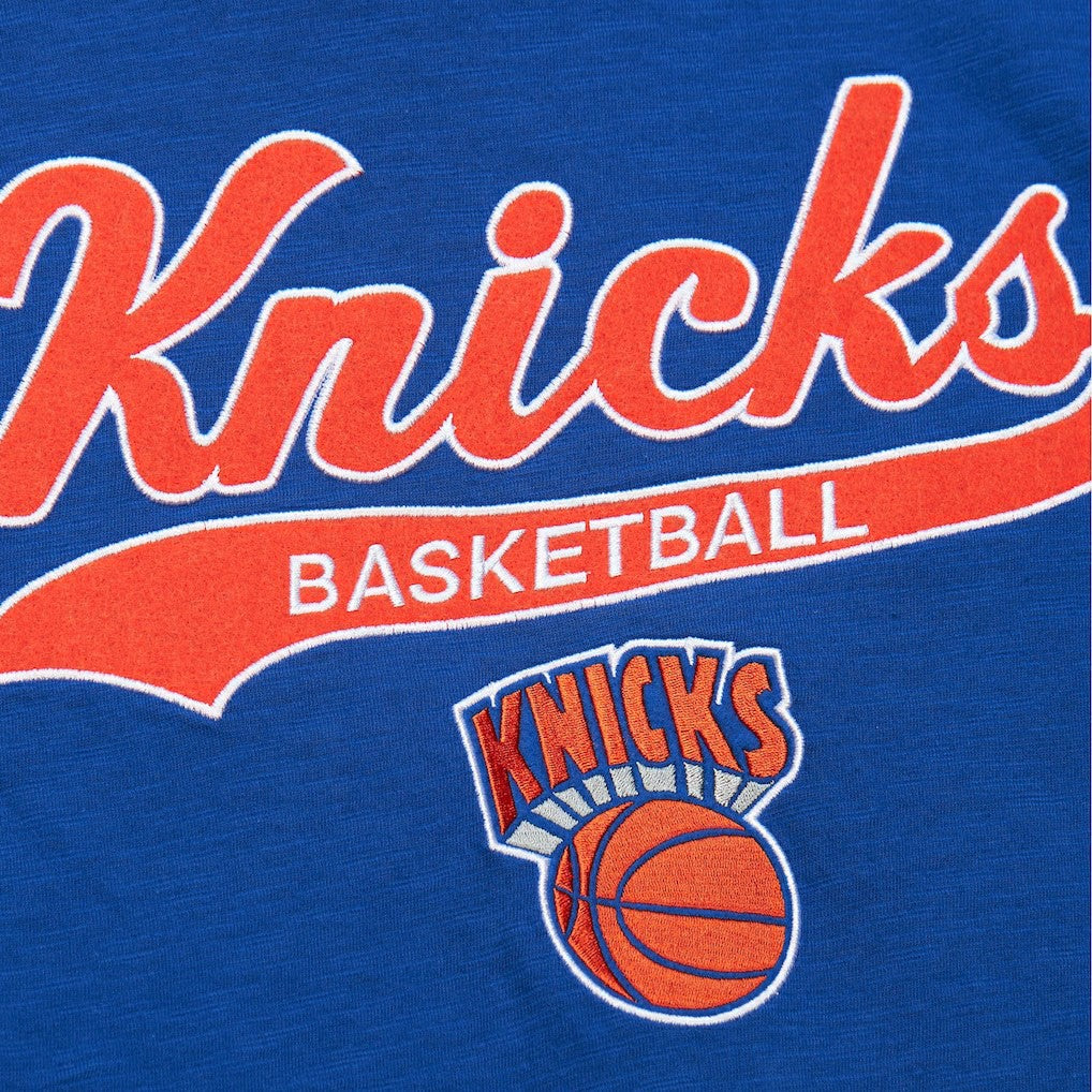 Mitchell & Ness New York Knicks Hardwood Classics Felt Applique Slub T-Shirt Blue