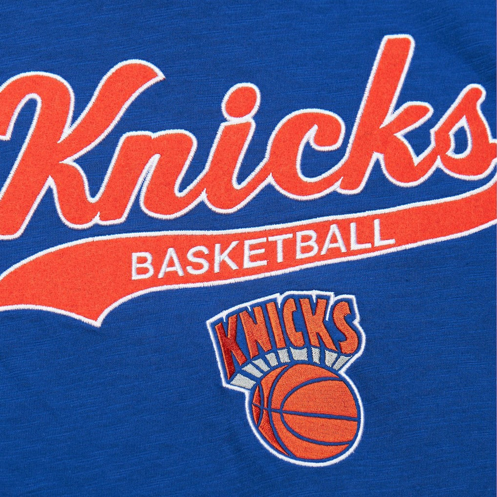 Mitchell & Ness New York Knicks Hardwood Classics Felt Applique Slub T-Shirt Blue