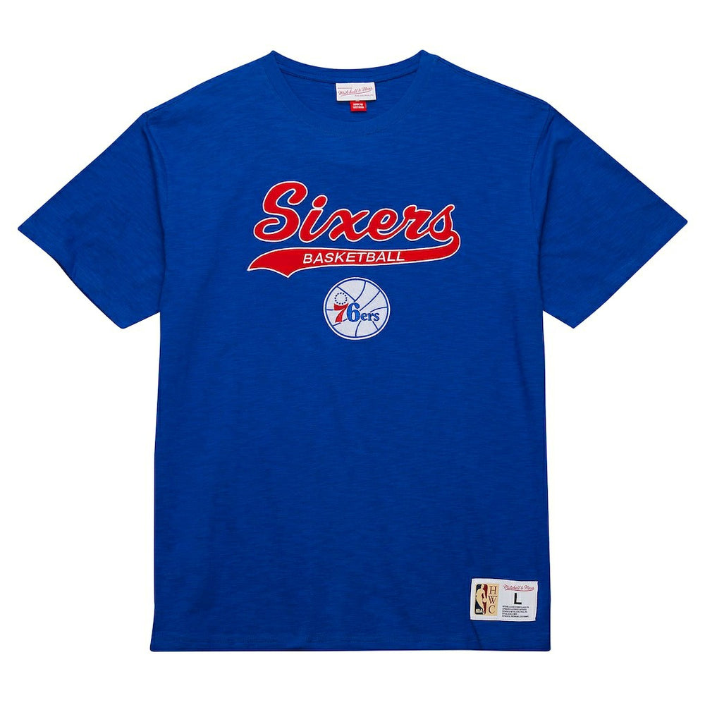 Mitchell & Ness Philadelphia 76ers Hardwood Classics Felt Applique Slub T-Shirt Royal