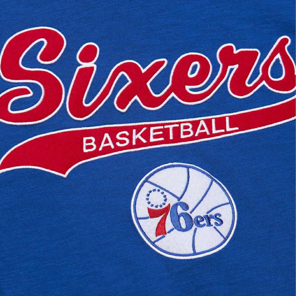 Mitchell & Ness Philadelphia 76ers Hardwood Classics Felt Applique Slub T-Shirt Royal