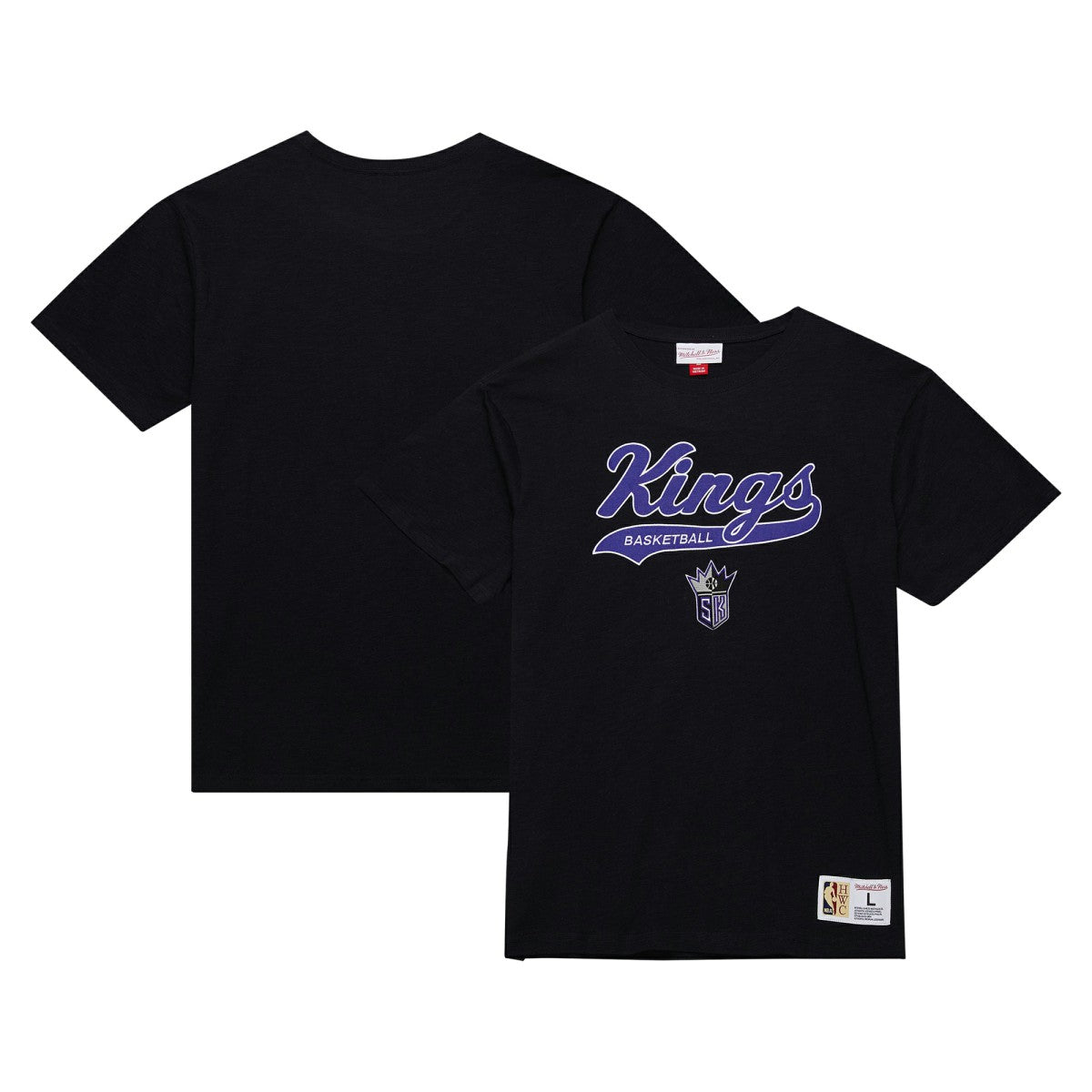 Mitchell & Ness Sacramento Kings Hardwood Classics Felt Applique Slub T-Shirt Black