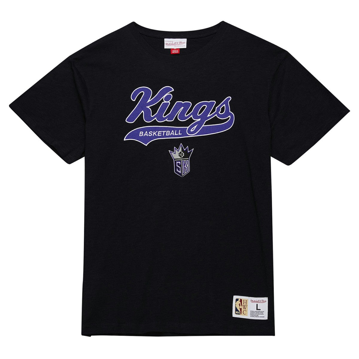 Mitchell & Ness Sacramento Kings Hardwood Classics Felt Applique Slub T-Shirt Black