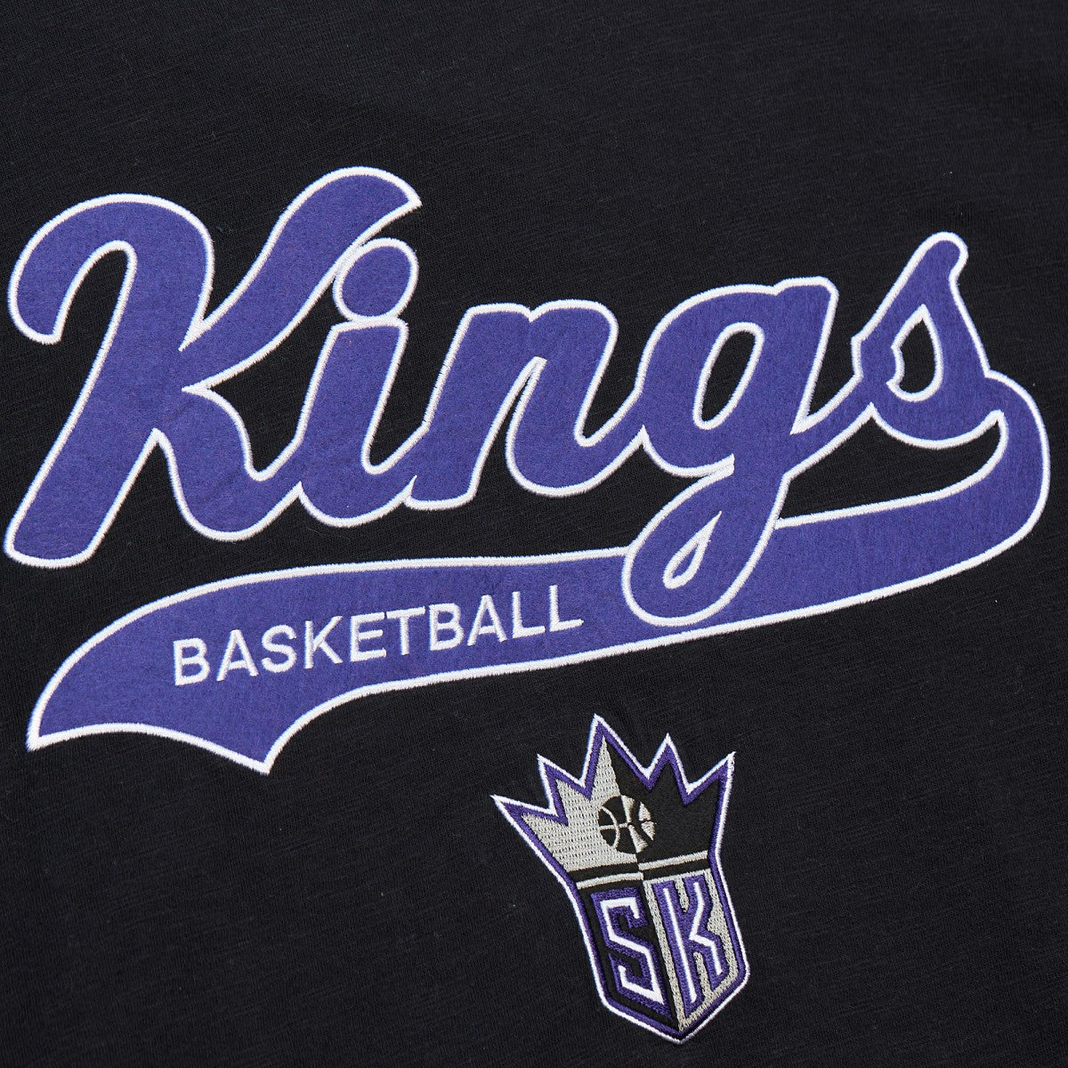 Mitchell & Ness Sacramento Kings Hardwood Classics Felt Applique Slub T-Shirt Black