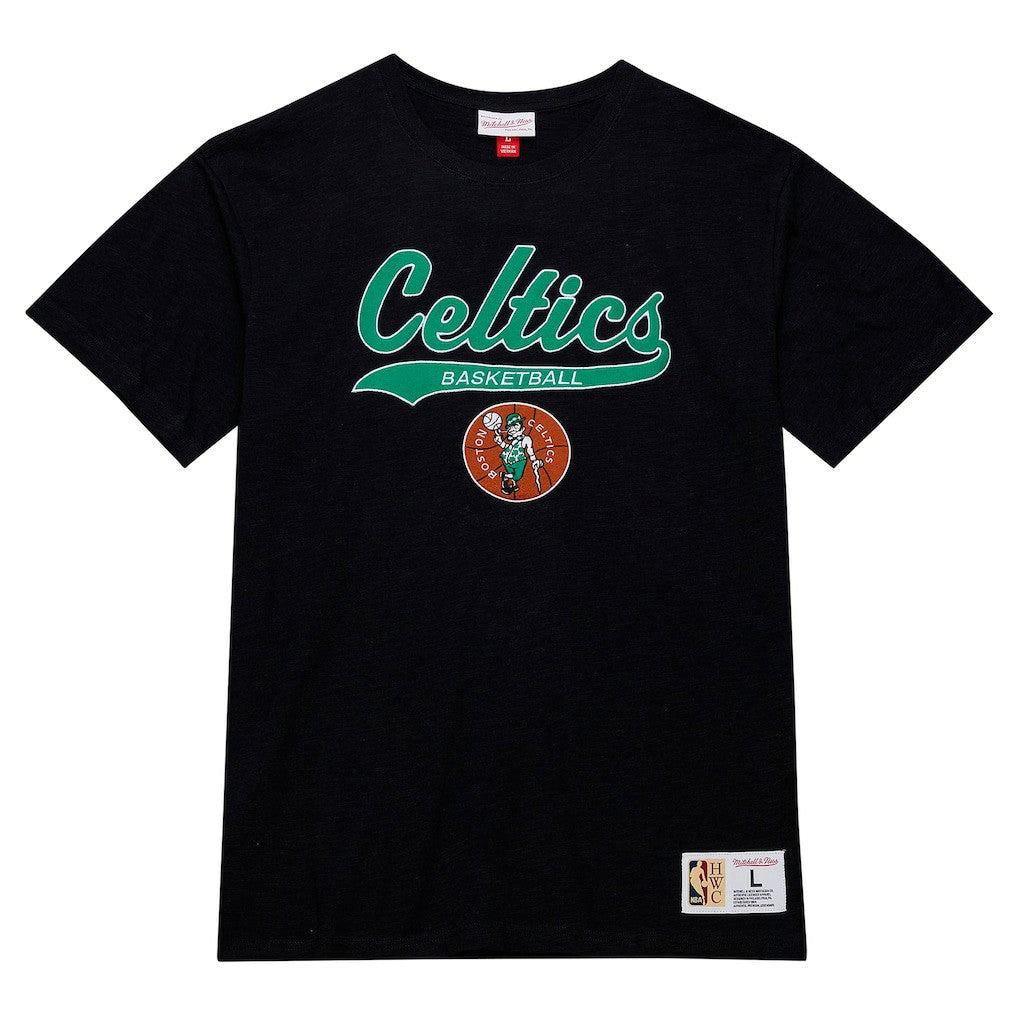 Mitchell & Ness Boston Celtics Hardwood Classics Felt Applique Slub T-Shirt Black