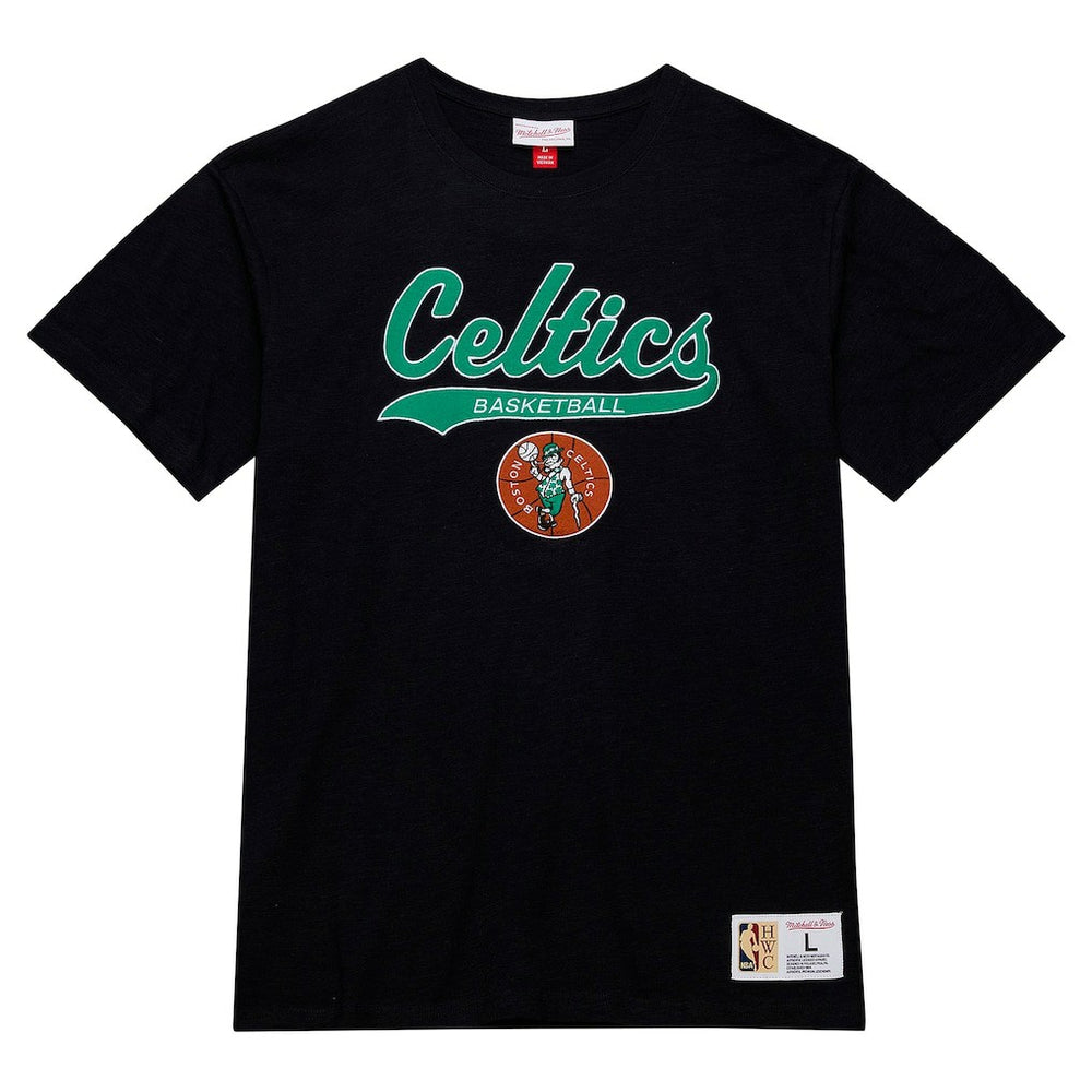 Mitchell & Ness Boston Celtics Hardwood Classics Felt Applique Slub T-Shirt Black