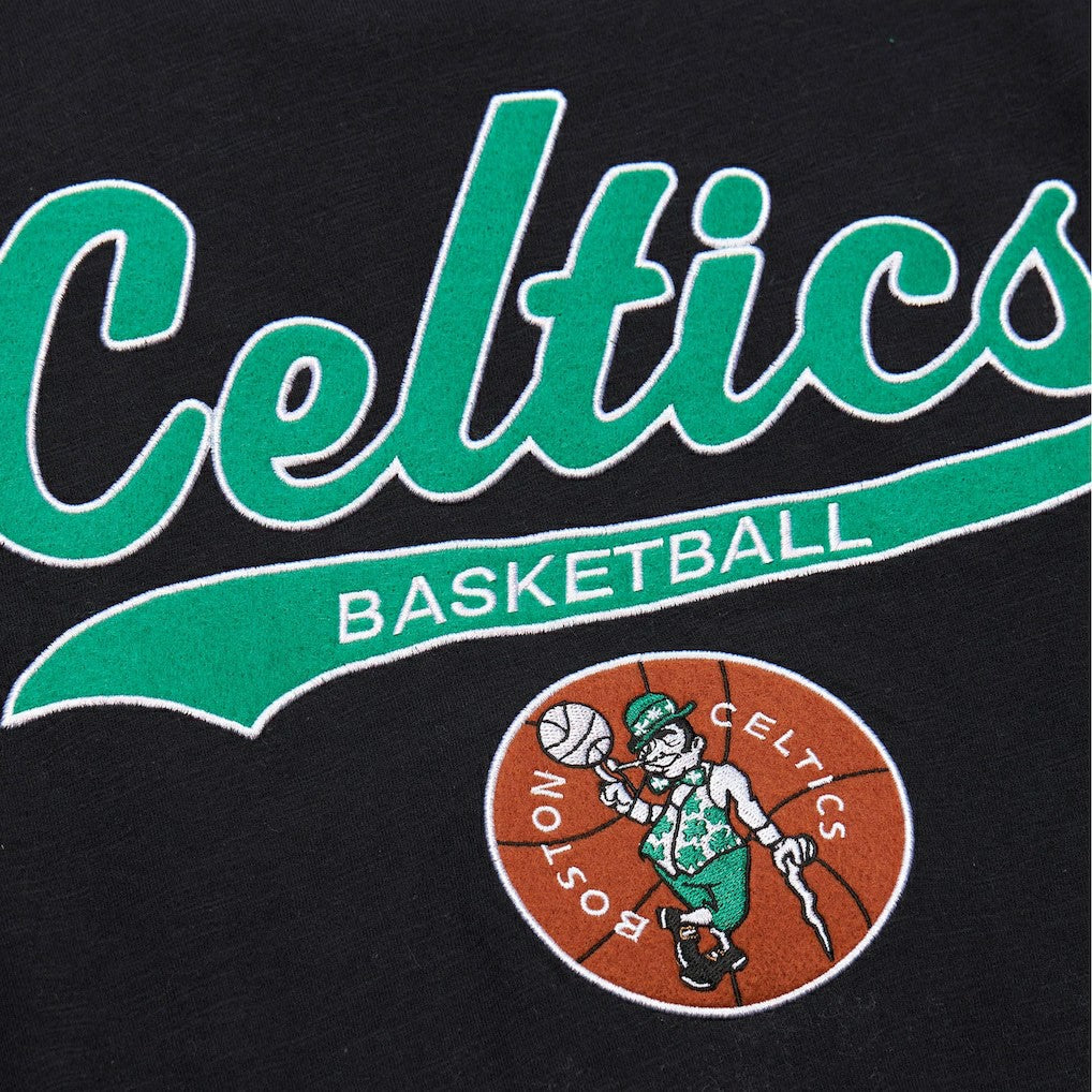Mitchell & Ness Boston Celtics Hardwood Classics Felt Applique Slub T-Shirt Black