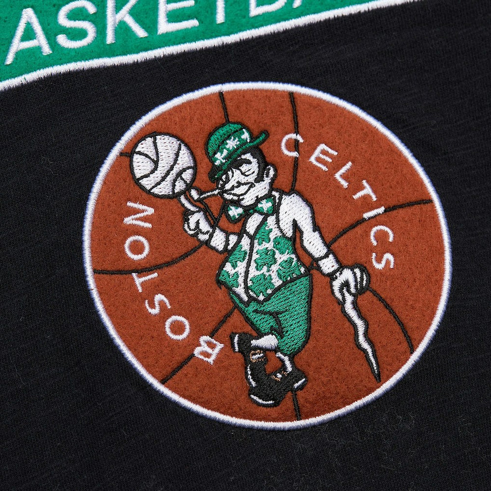 Mitchell & Ness Boston Celtics Hardwood Classics Felt Applique Slub T-Shirt Black