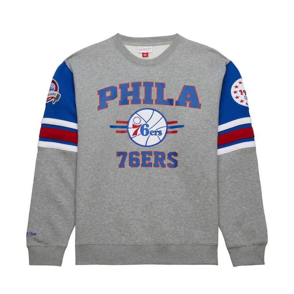 Mitchell & Ness Philadelphia 76ers Hardwood Classics All Over 4.0 Pullover Sweatshirt Heather Gray