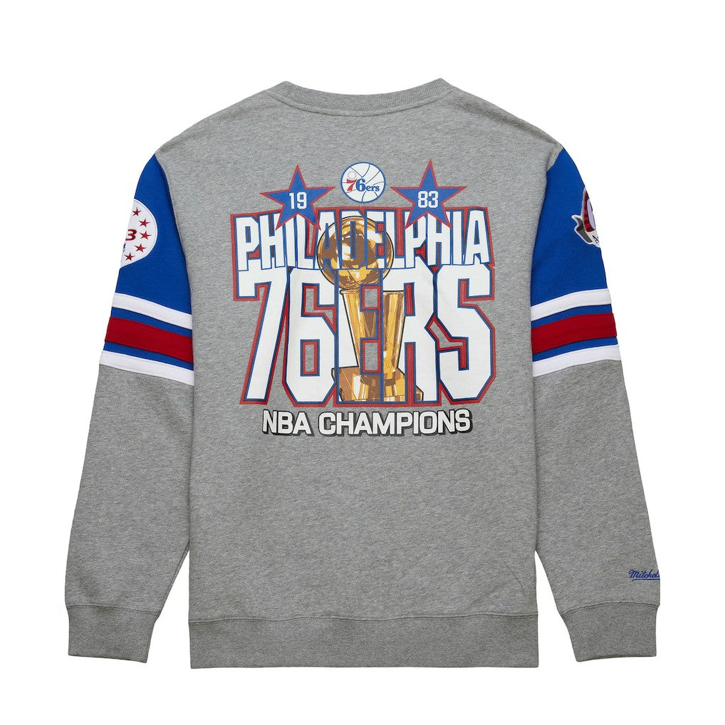 Mitchell & Ness Philadelphia 76ers Hardwood Classics All Over 4.0 Pullover Sweatshirt Heather Gray