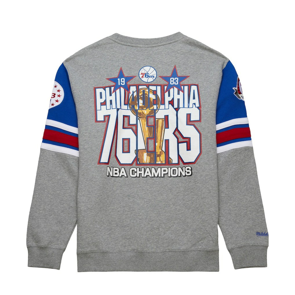 Mitchell & Ness Philadelphia 76ers Hardwood Classics All Over 4.0 Pullover Sweatshirt Heather Gray