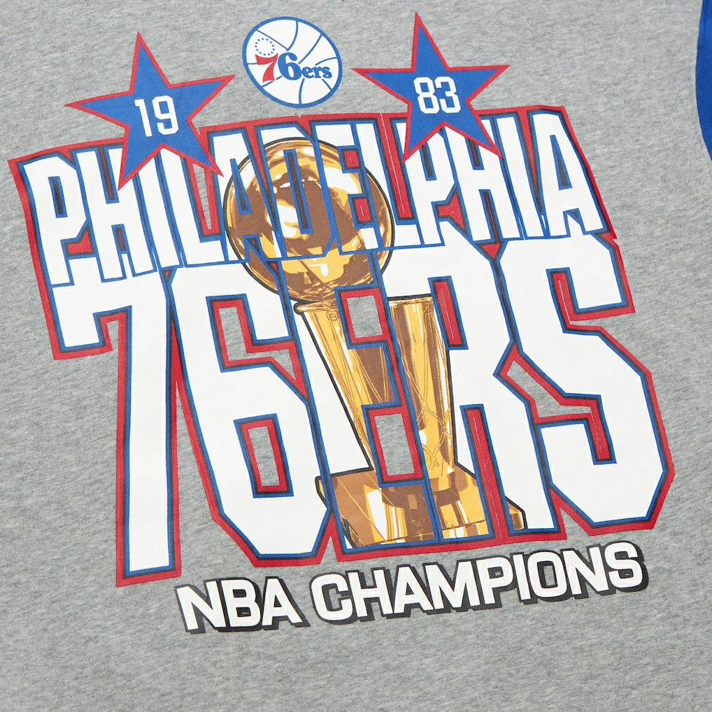Mitchell & Ness Philadelphia 76ers Hardwood Classics All Over 4.0 Pullover Sweatshirt Heather Gray