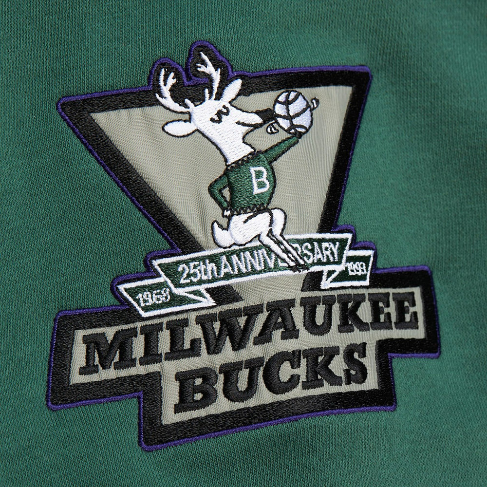 Mitchell & Ness Milwaukee Bucks Hardwood Classics All Over 4.0 Pullover Sweatshirt Heather Gray