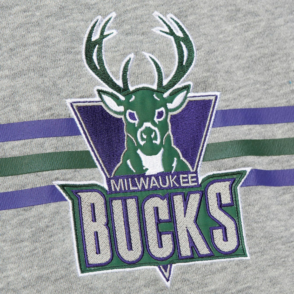 Mitchell & Ness Milwaukee Bucks Hardwood Classics All Over 4.0 Pullover Sweatshirt Heather Gray