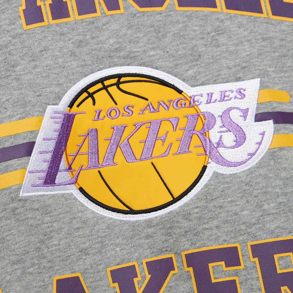 Mitchell & Ness Los Angeles Lakers Hardwood Classics All Over 4.0 Pullover Sweatshirt Heather Gray