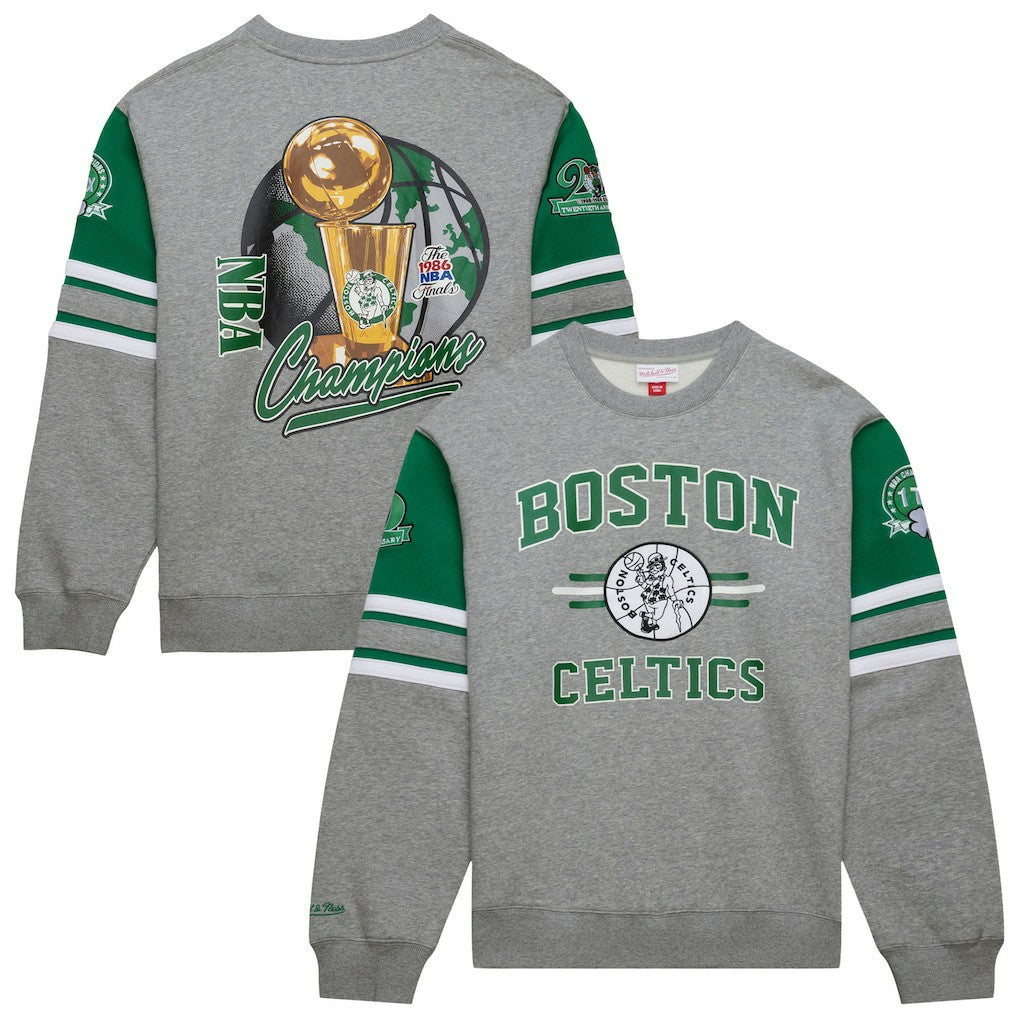 Mitchell & Ness Boston Celtics Hardwood Classics All Over 4.0 Pullover Sweatshirt Heather Gray